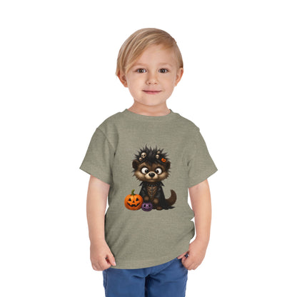 Goth Pup Kids Halloween T-Shirt - Puppy & Jack O' Lantern Toddler Tee