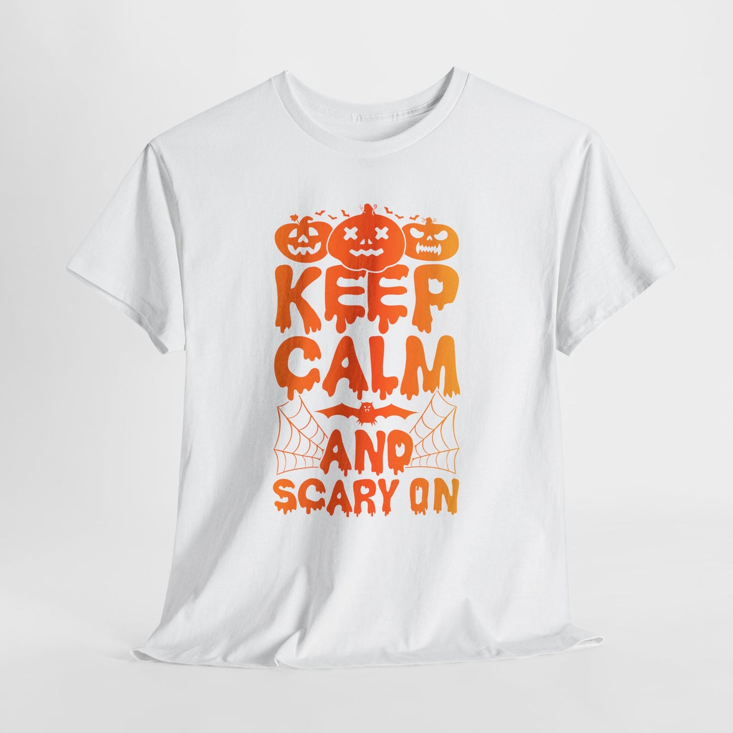 Keep Calm and Scary On - Halloween T-Shirt Pumpkin Bat