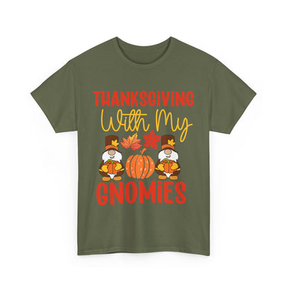 Thanksgiving With My Gnomies T-Shirt - Cute Fall Gnome Family Tee