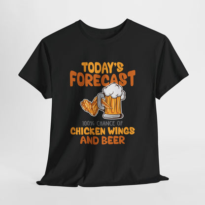 Today's Forecast 100% Chicken Wings & Beer T-Shirt - Funny Tailgate BBQ Tee