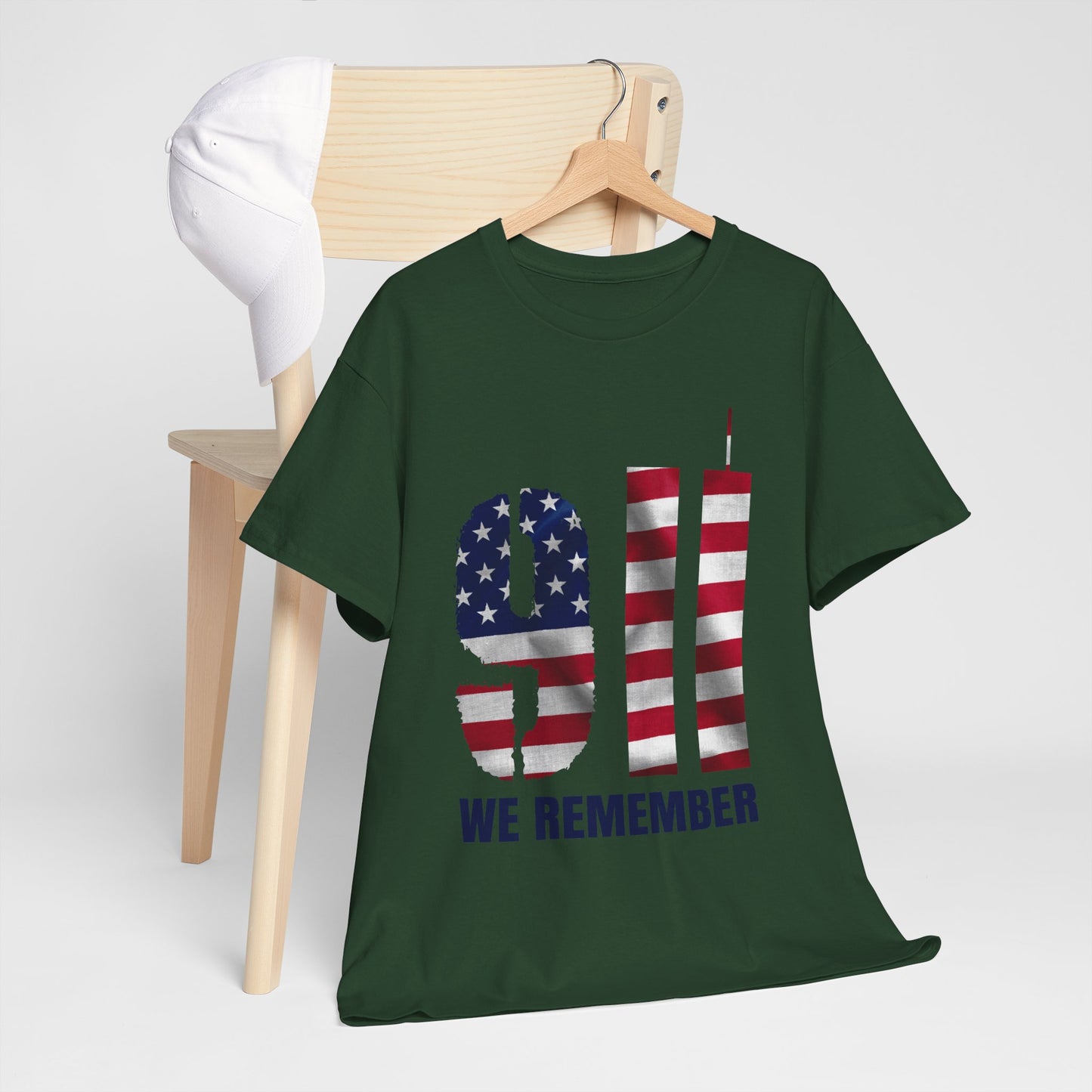 9/11 We Remember T-Shirt - American Flag Twin Towers Memorial Tee