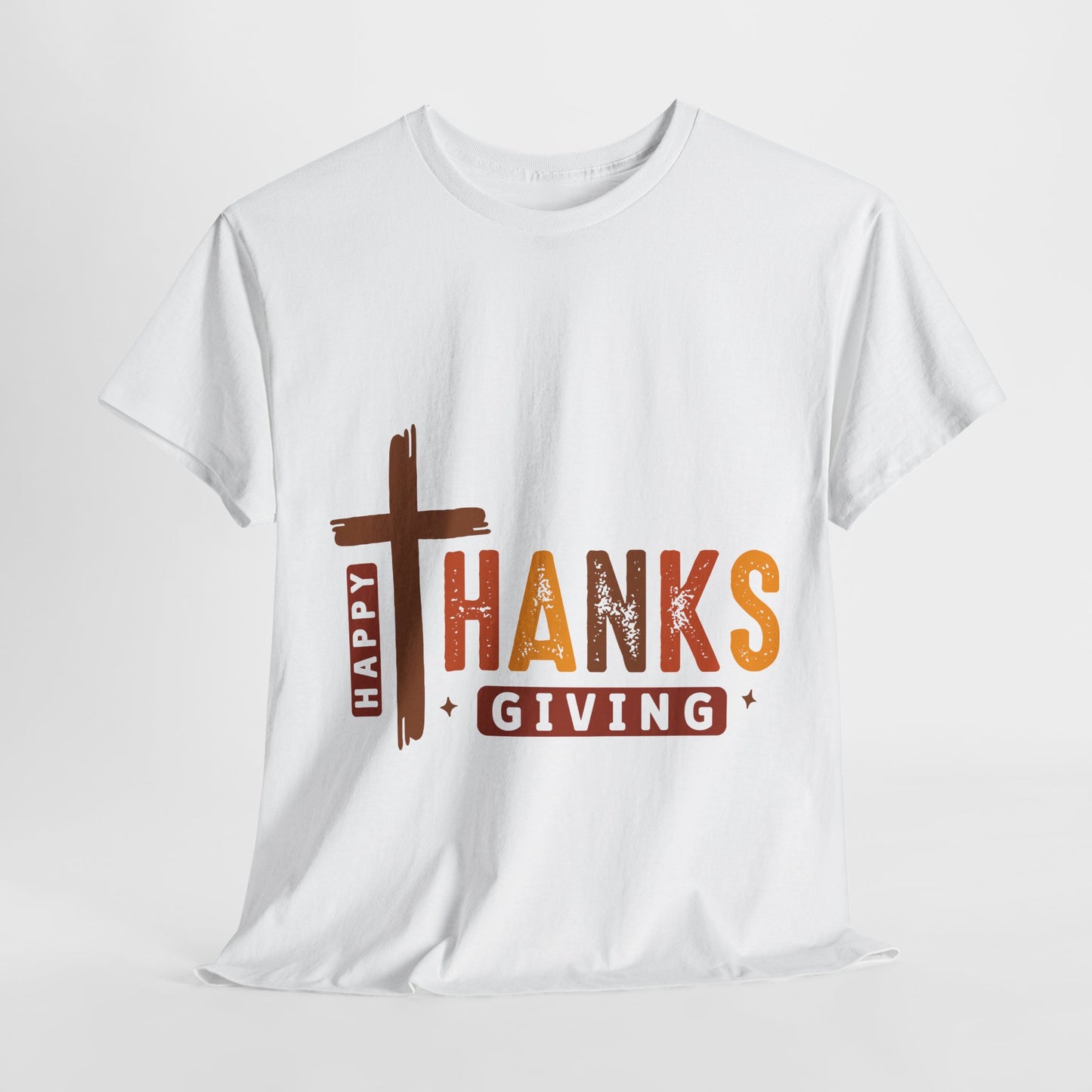 Christian Thanksgiving T-Shirt - Faith-Based “THANKS” Cross Jesus Tee