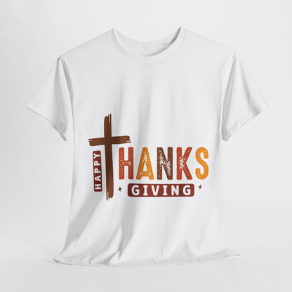 Christian Thanksgiving T-Shirt - Faith-Based “THANKS” Cross Jesus Tee