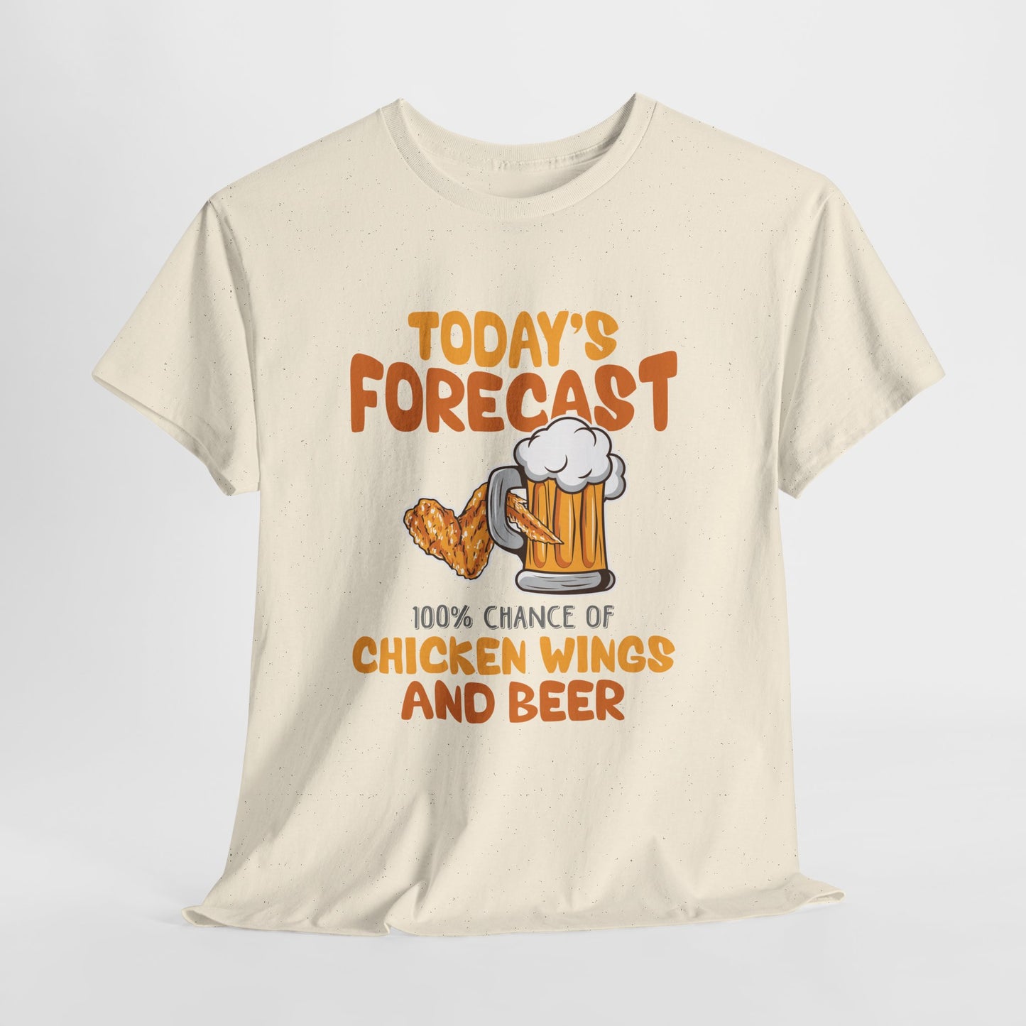 Today's Forecast 100% Chicken Wings & Beer T-Shirt - Funny Tailgate BBQ Tee