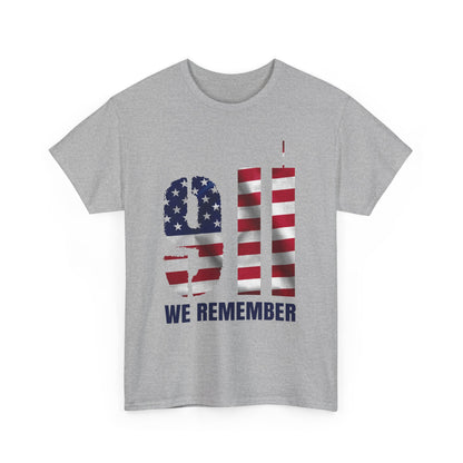 9/11 We Remember T-Shirt - American Flag Twin Towers Memorial Tee