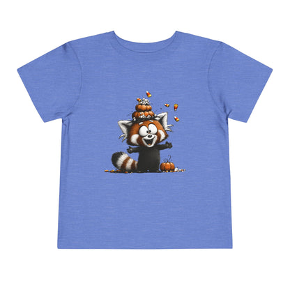 Red Panda Kids Halloween T-Shirt - Candy Corn & Pumpkins Toddler Tee