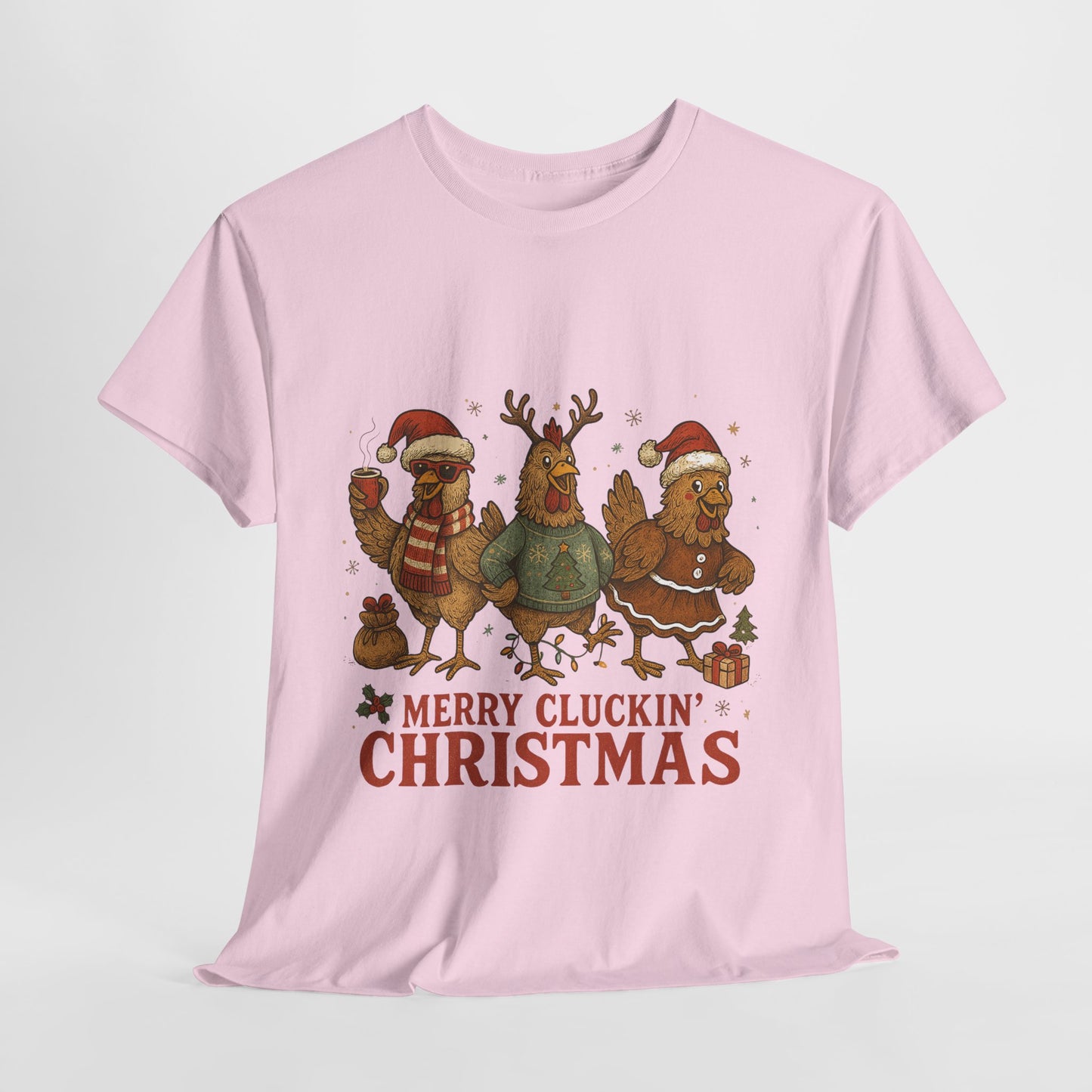 Merry Cluckin' Christmas Chicken T-Shirt - Funny Holiday Farm Tee