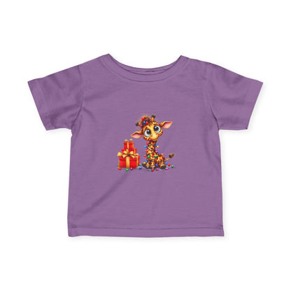 Baby Giraffe Christmas Lights Infant T-Shirt – Cute Holiday Tee