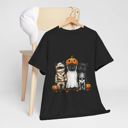Black Cat Halloween Shirt - Mummy Ghost Skeleton Cats