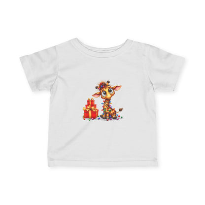 Baby Giraffe Christmas Lights Infant T-Shirt – Cute Holiday Tee