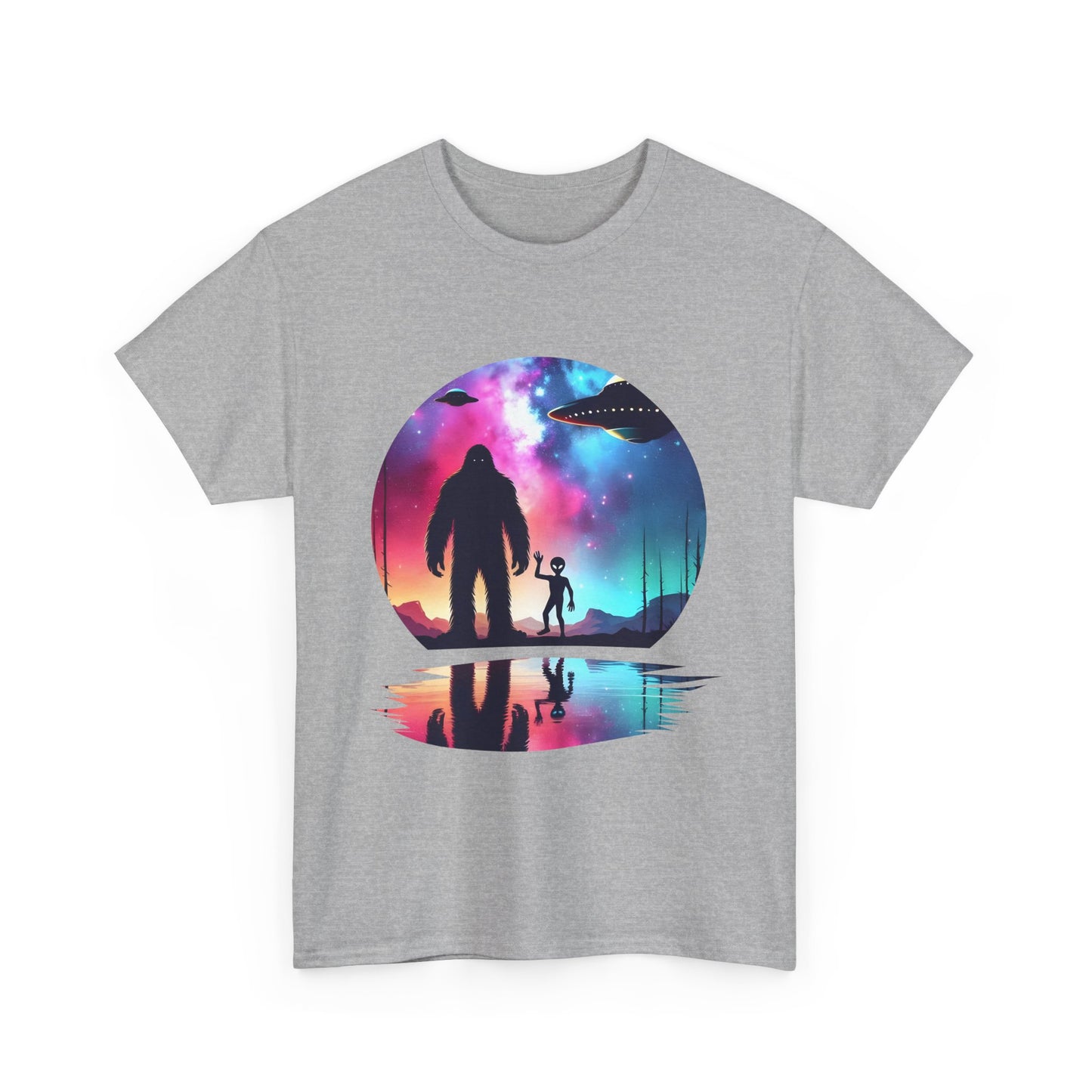Koszulka z motywem przyjaźni Wielkiej Stopy i Obcych – Retro Vaporwave Galaxy UFO