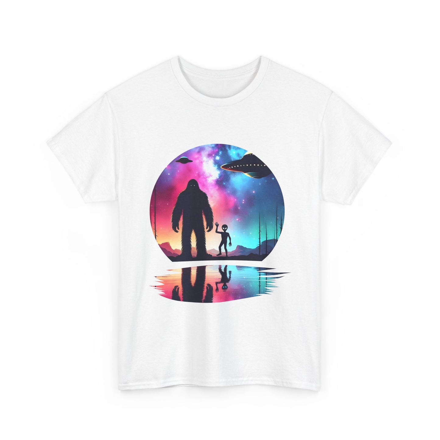 Koszulka z motywem przyjaźni Wielkiej Stopy i Obcych – Retro Vaporwave Galaxy UFO