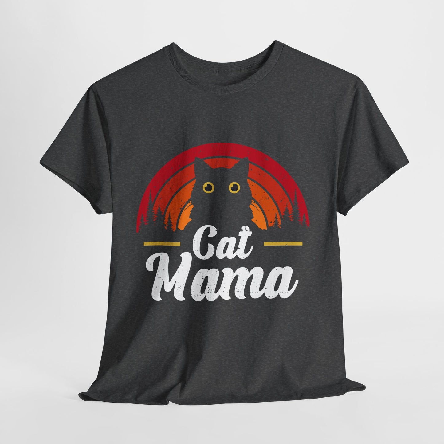 Cat Mama T-Shirt - Retro Sunset Cat Mom Tee