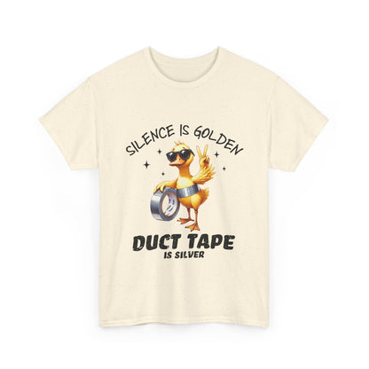 Silence Is Golden Duct Tape T-Shirt - Funny Duck Tee