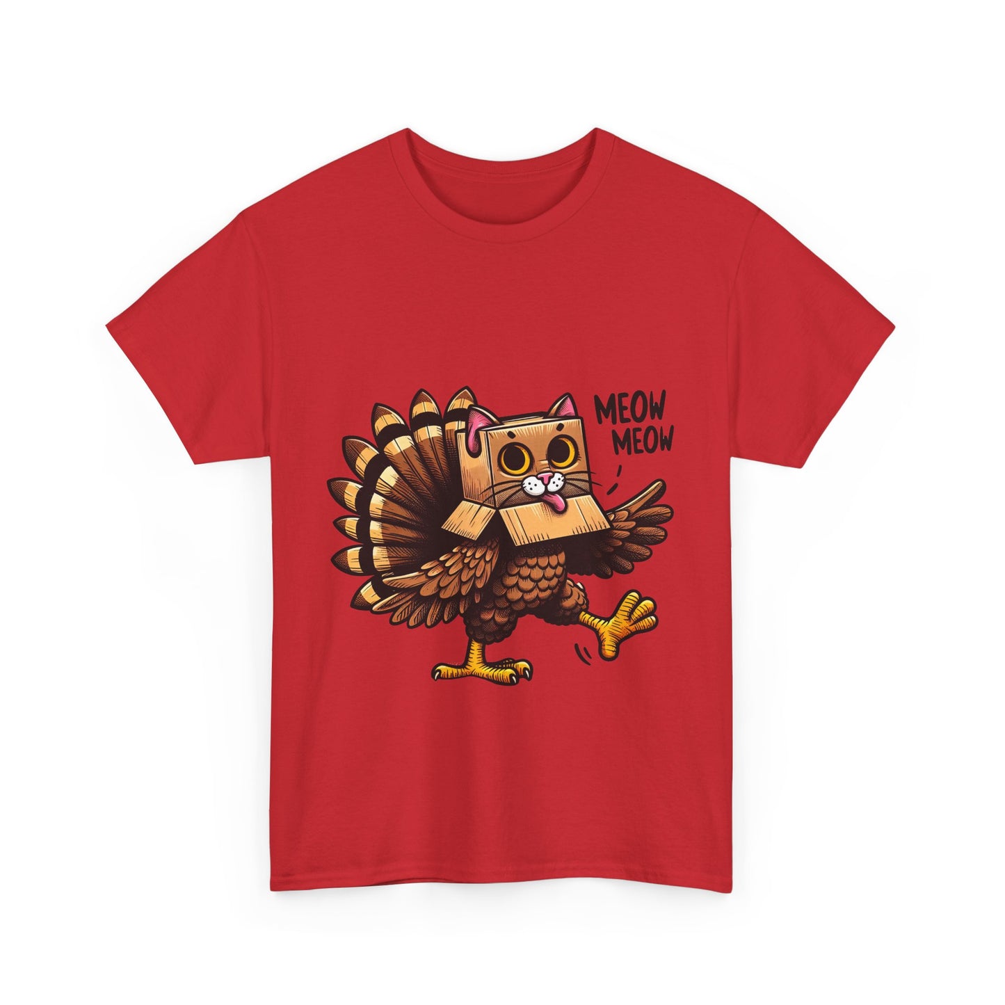 Funny Turkey Cat T-Shirt - Thanksgiving Meow Meow Cat Lover Tee