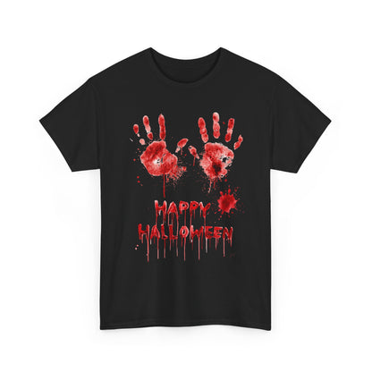 Happy Halloween Blood Handprints T-Shirt - Dripping Horror Tee