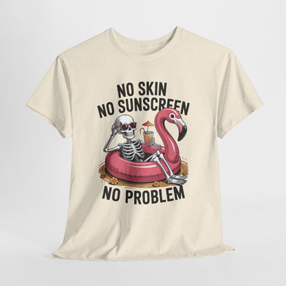 No Skin No Sunscreen T-Shirt - Skeleton Flamingo Summer Tee