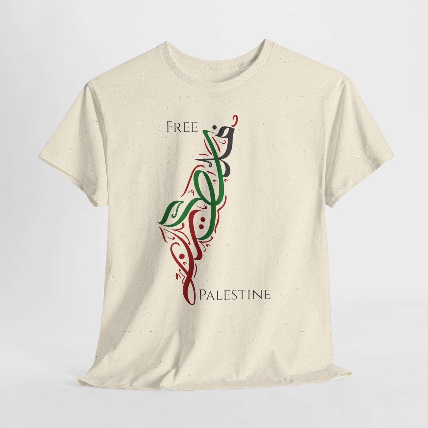Free Palestine Map T-Shirt - Artistic Palestinian Calligraphy Solidarity Tee