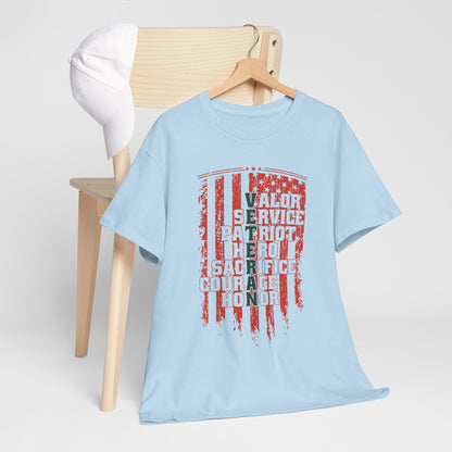 Veteran Word Art T-Shirt - Military Acronym Flag Tee