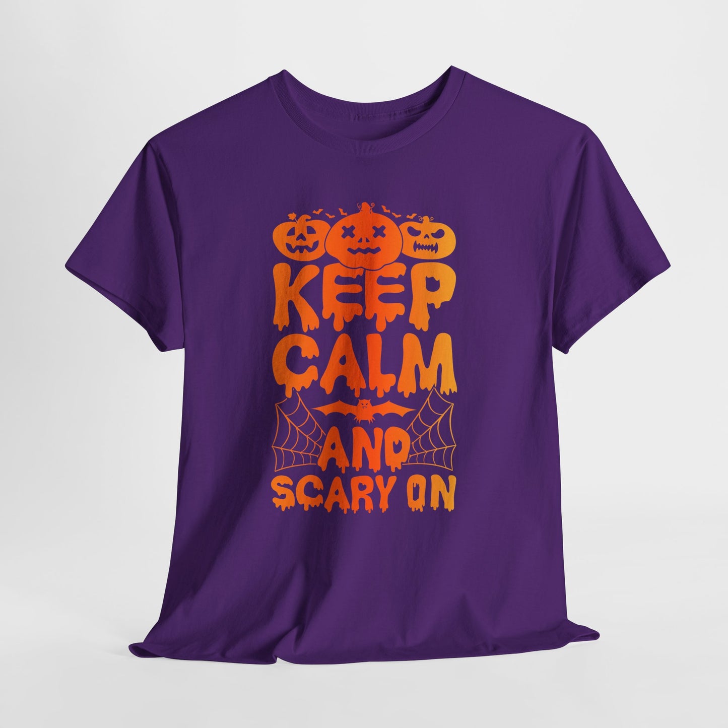 Keep Calm and Scary On - Halloween T-Shirt Pumpkin Bat