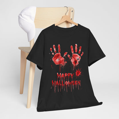 Happy Halloween Blood Handprints T-Shirt - Dripping Horror Tee
