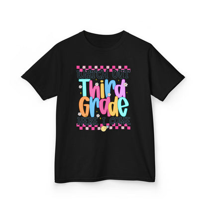 Watch Out Third Grade Shirt - Colorful Kids Back to School Tee, Heavy Cotton T-Shirt for 3rd Grade, First Day of School Outfit