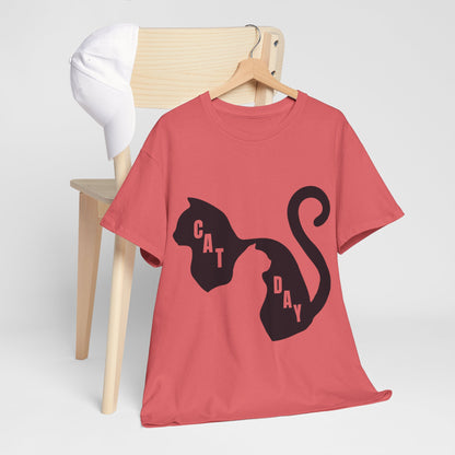 Cat Day Minimalist Black Cat Silhouette T-Shirt
