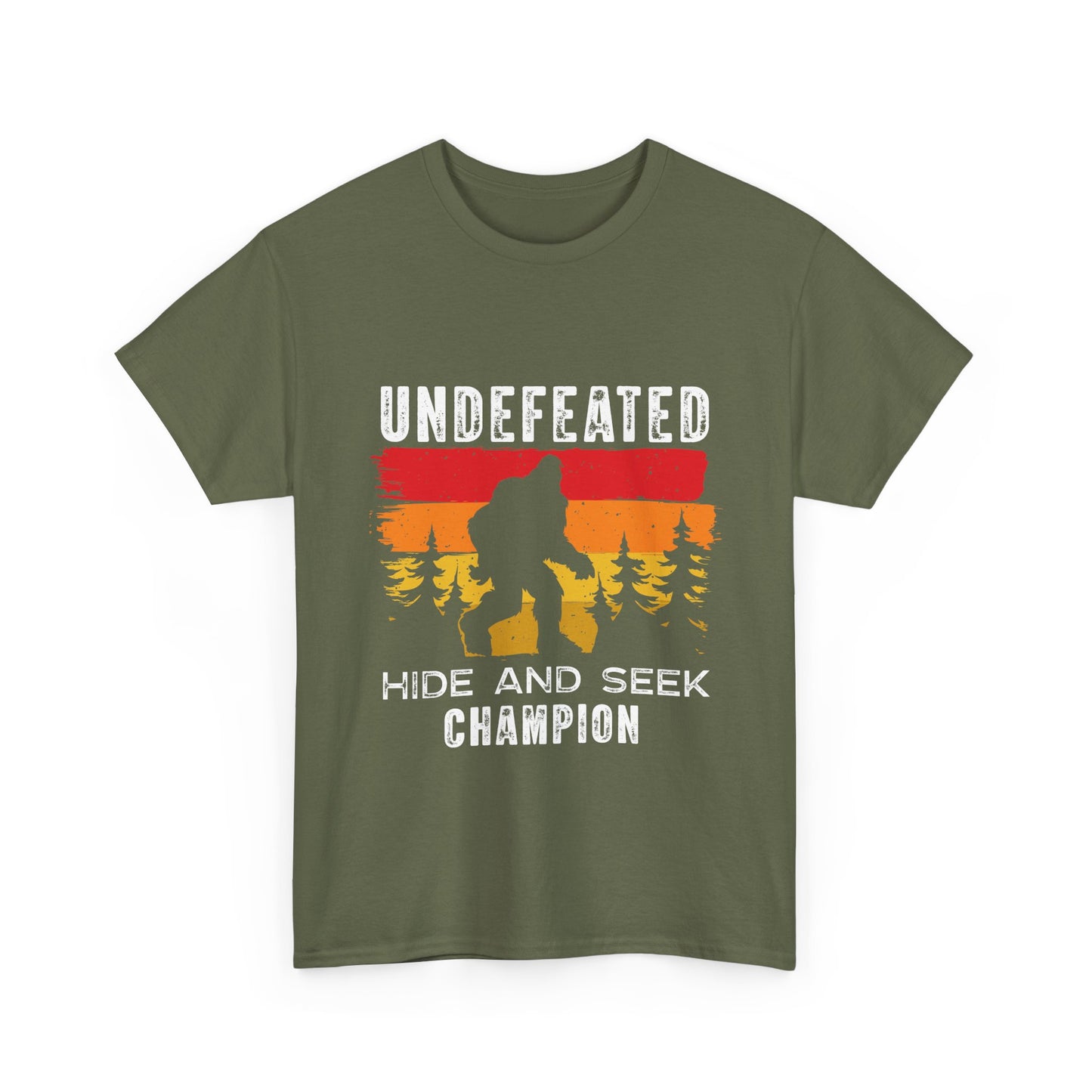 Undefeated Hide and Seek Champion Bigfoot T-Shirt - Retro Sunset Tee