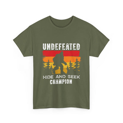 Undefeated Hide and Seek Champion Bigfoot T-Shirt - Retro Sunset Tee
