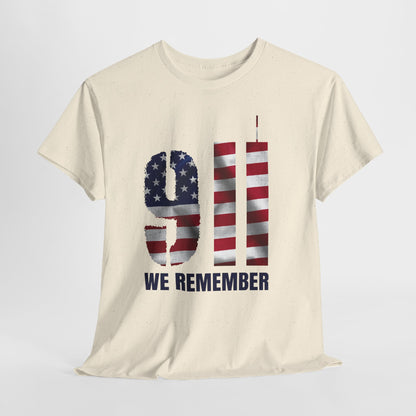 9/11 We Remember T-Shirt - American Flag Twin Towers Memorial Tee