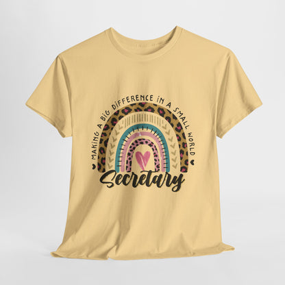 Secretary Rainbow Shirt - Cute Leopard Print Office Tee for Secretaries, Glam Animal Print Heart Gift, Boho Office Assistant T-Shirt