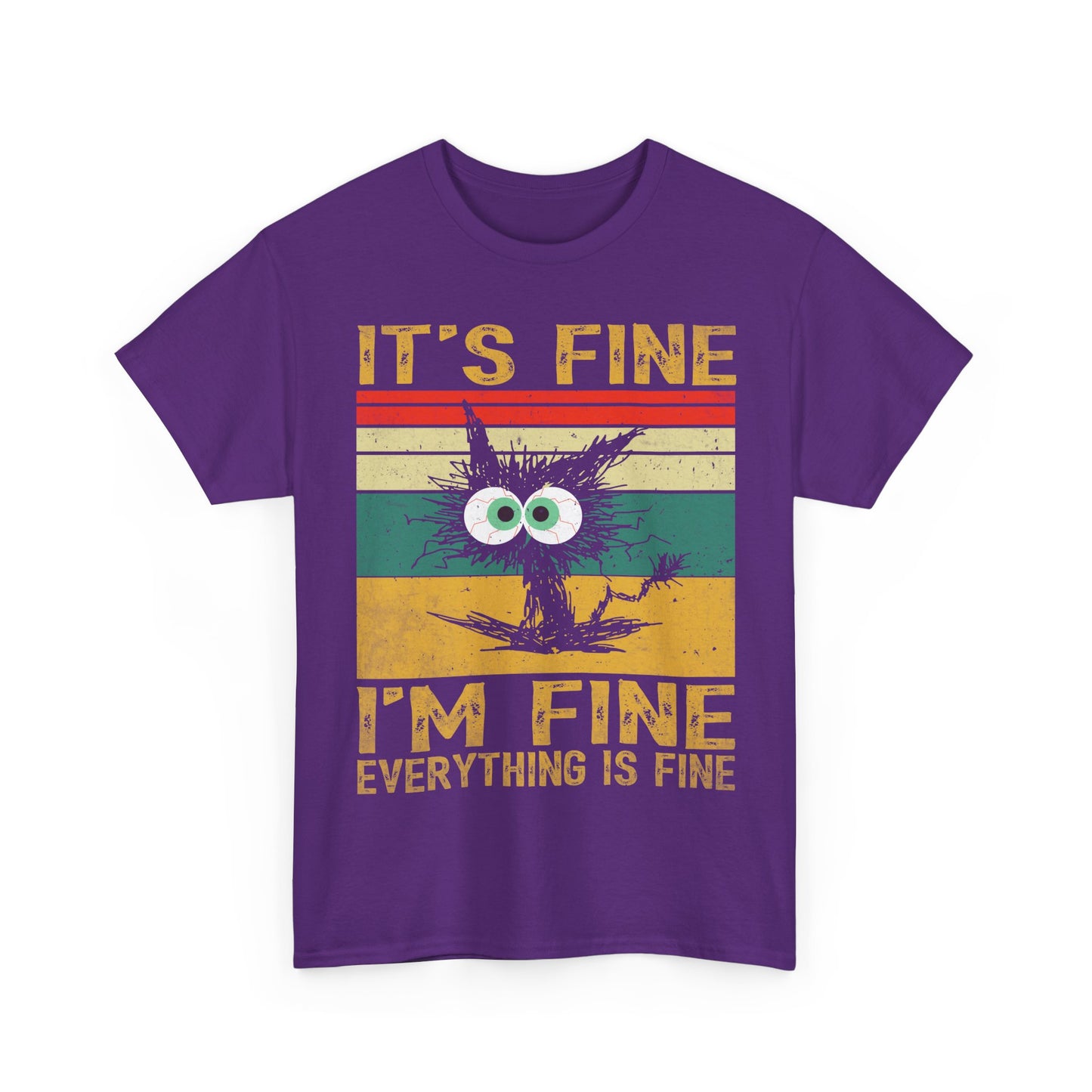 It’s Fine I’m Fine Shirt - Funny Stressed Cat Retro Tee