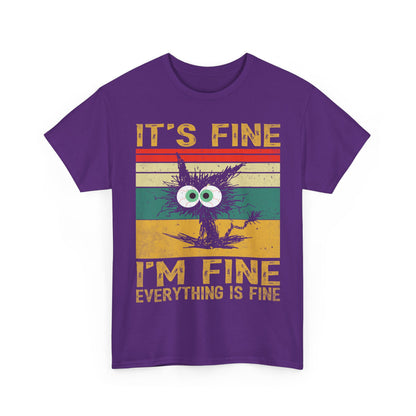 It’s Fine I’m Fine Shirt - Funny Stressed Cat Retro Tee