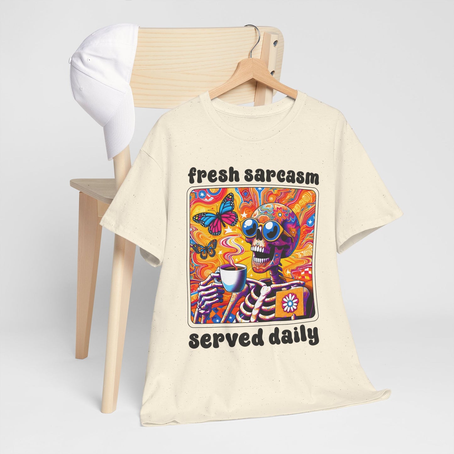 Psychedelic Coffee Skeleton T-Shirt - Trippy Boho Butterfly Tee