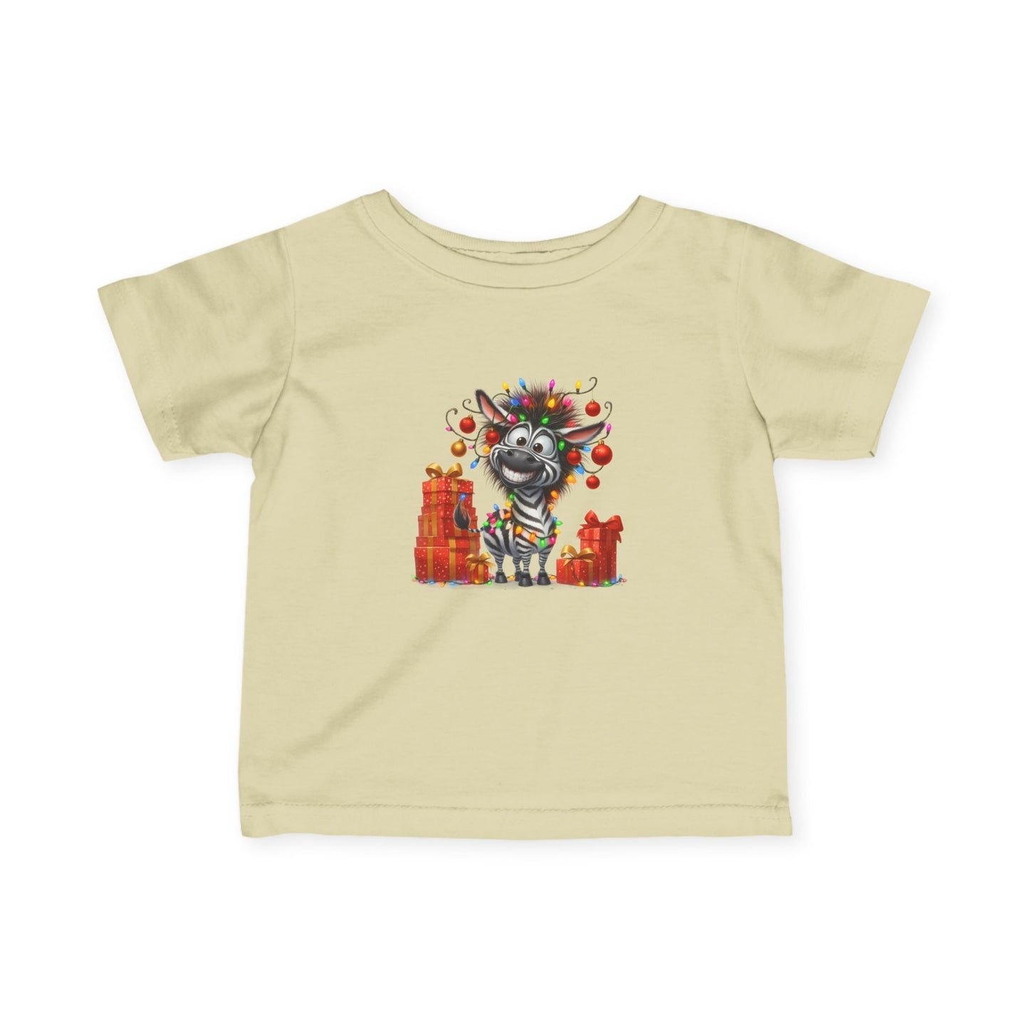Baby Zebra Christmas Lights Infant T-Shirt – Funny Safari Holiday Tee