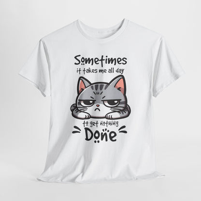 Faules Katzen-Produktivitäts-Shirt – Lustiges Grumpy-Cat-T-Shirt für Homeoffice-Tage