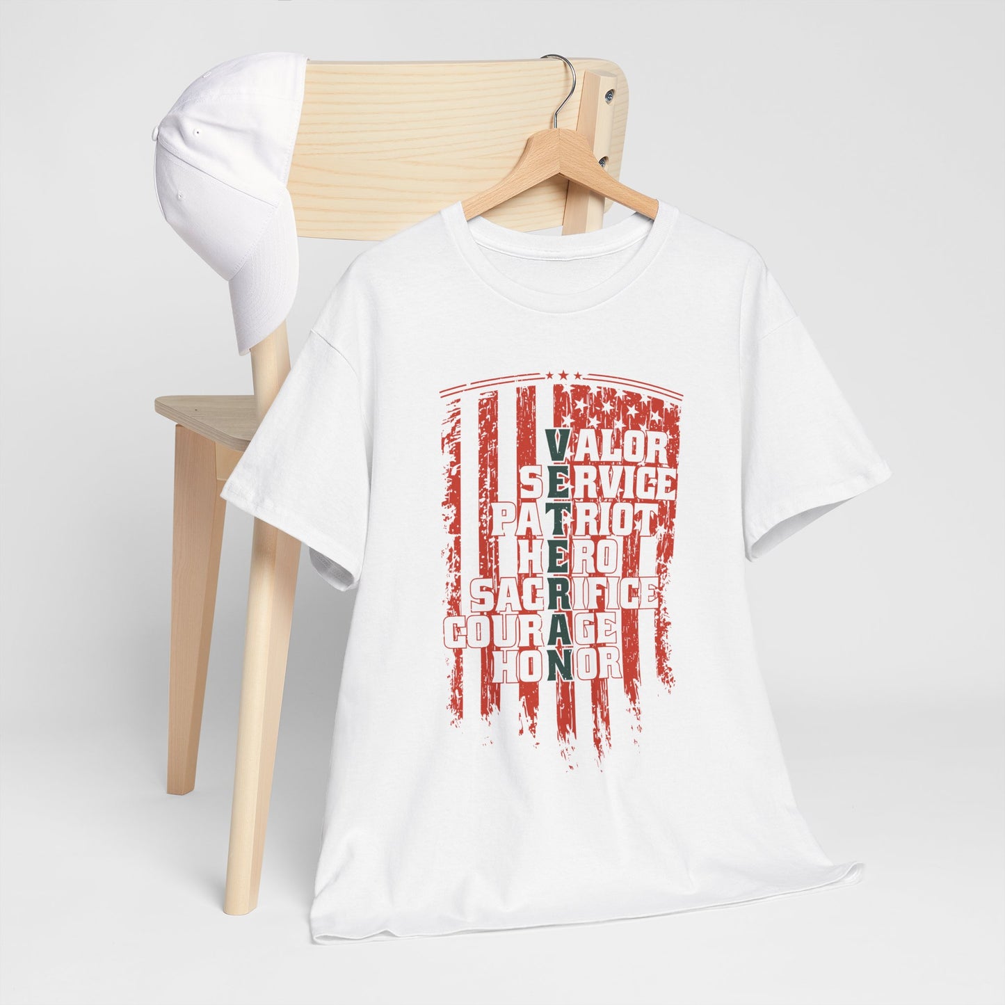 Veteran Word Art T-Shirt - Military Acronym Flag Tee