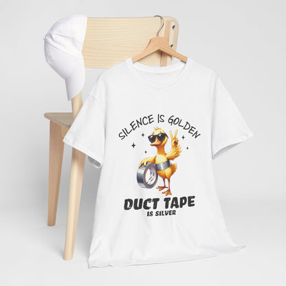 Silence Is Golden Duct Tape T-Shirt - Funny Duck Tee