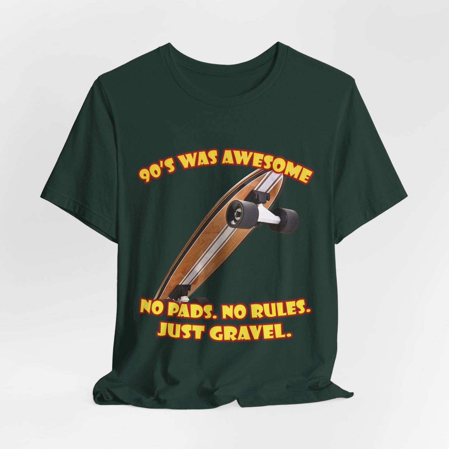 Koszulka do skateboardingu „No Pads No Rules” – koszulka Gravel z lat 90.