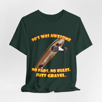 Koszulka do skateboardingu „No Pads No Rules” – koszulka Gravel z lat 90.