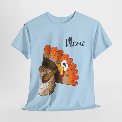 Funny Cat Turkey T-Shirt - Thanksgiving Meow Cat Lover Tee