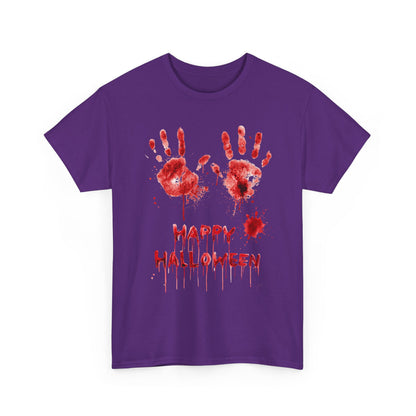 Happy Halloween Blood Handprints T-Shirt - Dripping Horror Tee