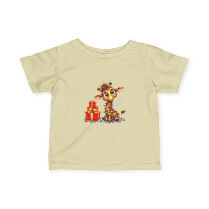Baby Giraffe Christmas Lights Infant T-Shirt – Cute Holiday Tee