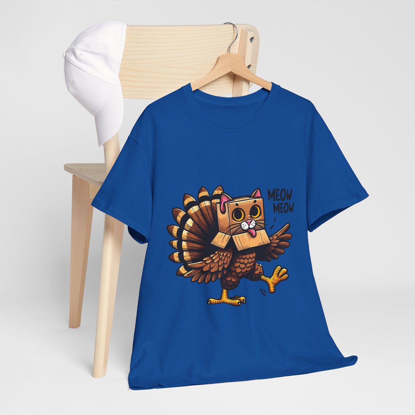 Funny Turkey Cat T-Shirt - Thanksgiving Meow Meow Cat Lover Tee