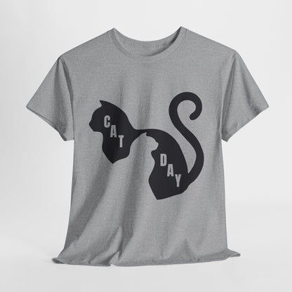 Cat Day Minimalist Black Cat Silhouette T-Shirt