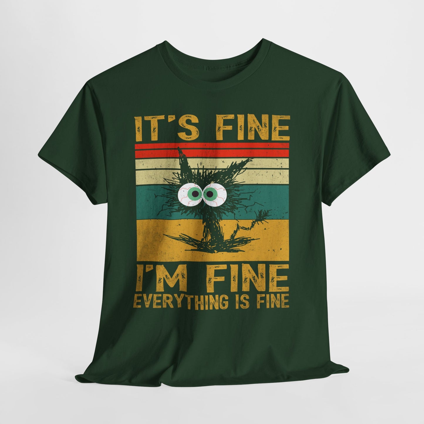 It’s Fine I’m Fine Shirt - Funny Stressed Cat Retro Tee