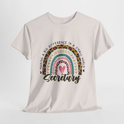 Secretary Rainbow Shirt - Cute Leopard Print Office Tee for Secretaries, Glam Animal Print Heart Gift, Boho Office Assistant T-Shirt