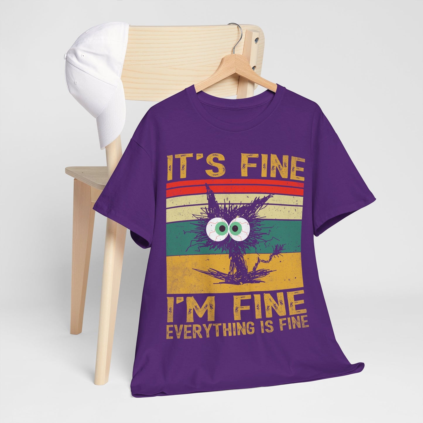 It’s Fine I’m Fine Shirt - Funny Stressed Cat Retro Tee