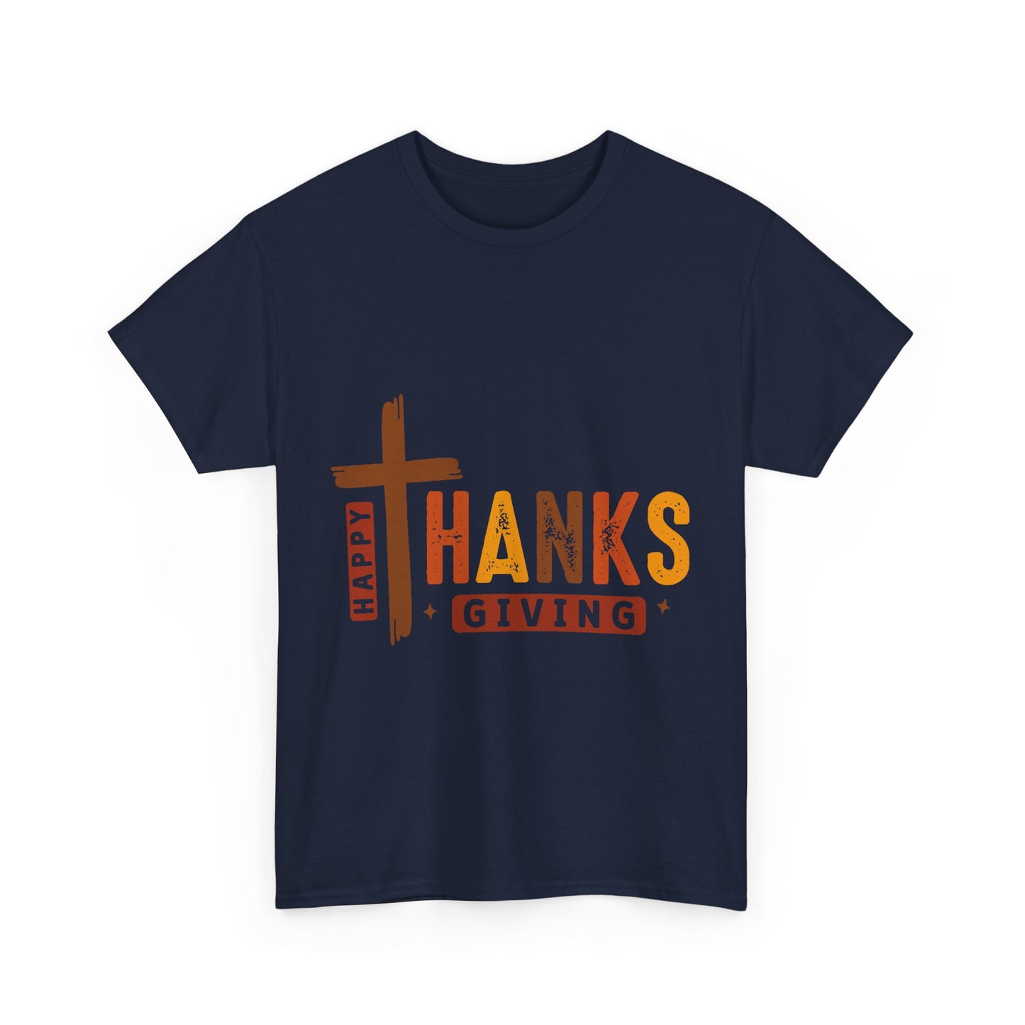 Christian Thanksgiving T-Shirt - Faith-Based “THANKS” Cross Jesus Tee