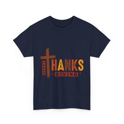 Christian Thanksgiving T-Shirt - Faith-Based “THANKS” Cross Jesus Tee